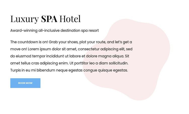 Boutique hotel and spa Web Page Design