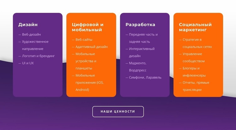 Столбцы с текстами Конструктор сайтов HTML