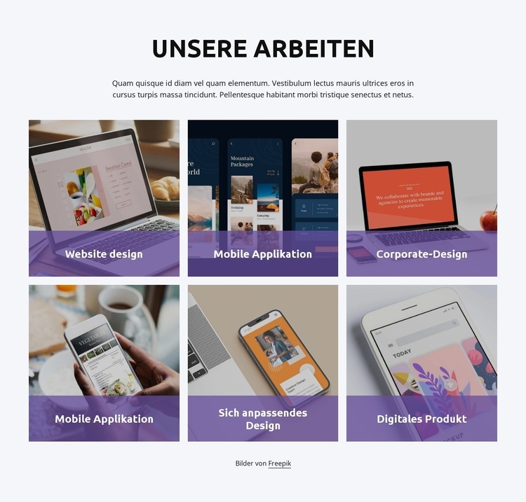 Digitale Studioarbeiten HTML Website Builder