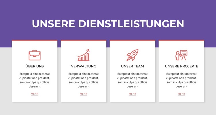 Dienste im Grid-Repeater Website-Vorlage