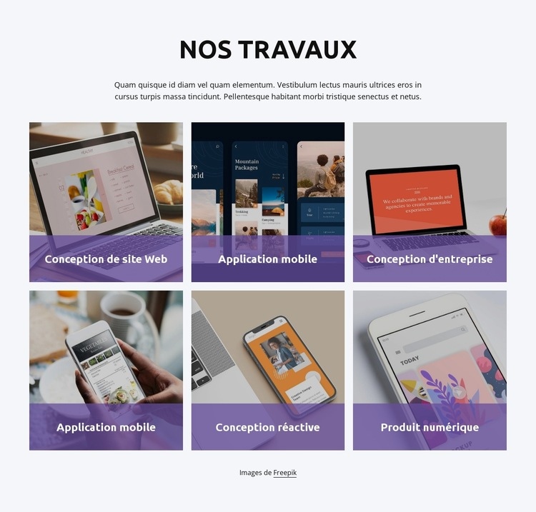 Travaux en studio numérique Modèle d'une page