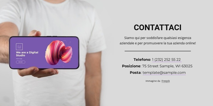 Posizione e contatti Mockup del sito web