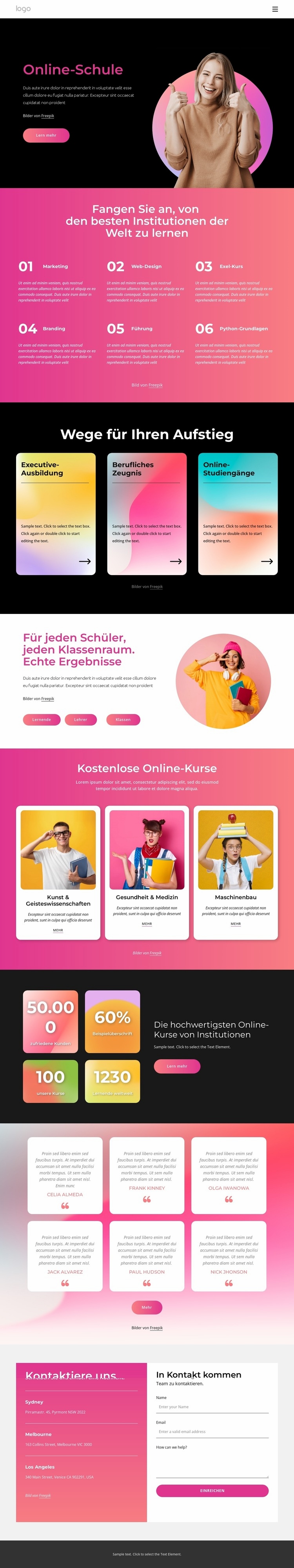 Online-Schule Eine Seitenvorlage