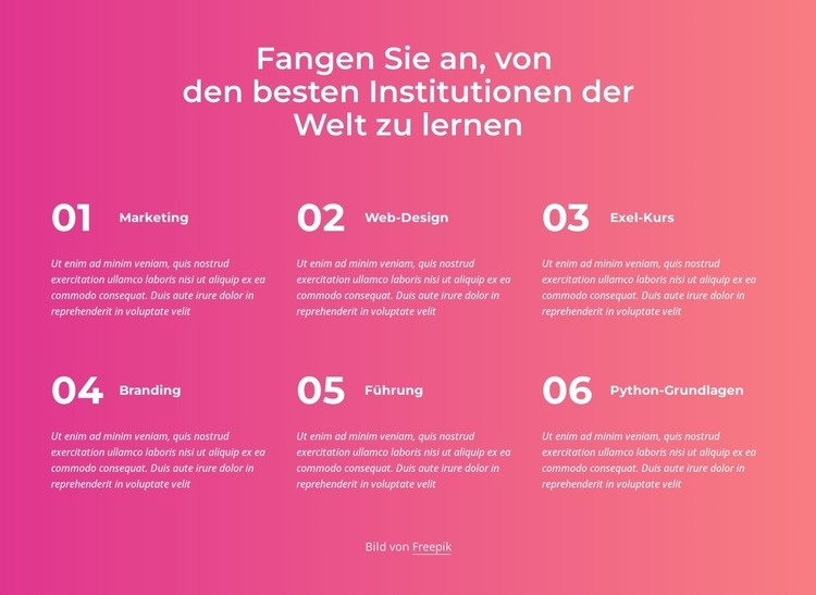 Fang an zu lernen HTML Website Builder