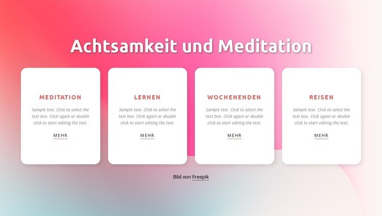 Achtsamkeitsmeditation leicht gemacht Website Builder-Vorlagen