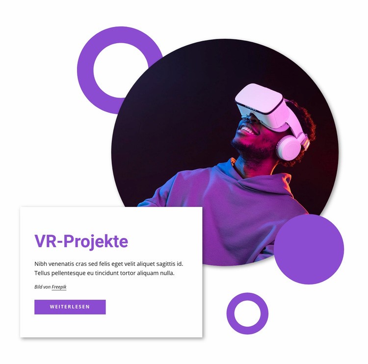 VR-Projekte Landing Page