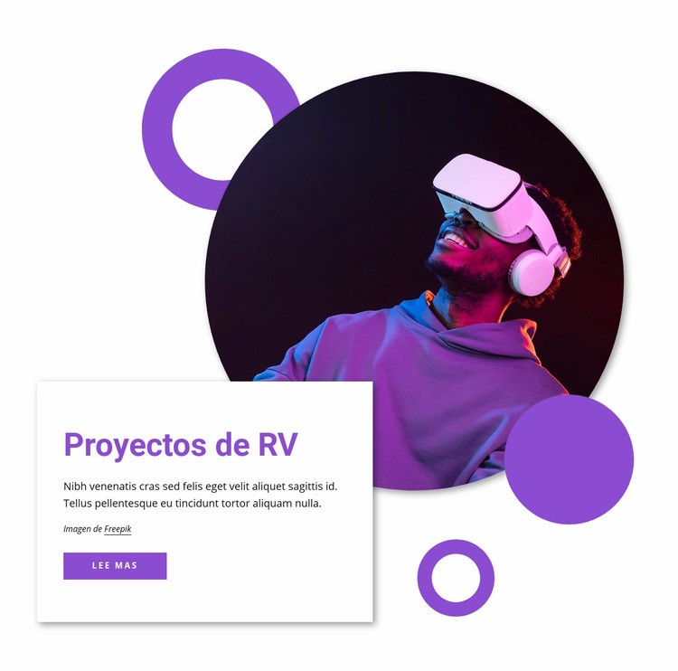 Proyecciones de realidad virtual Maqueta de sitio web