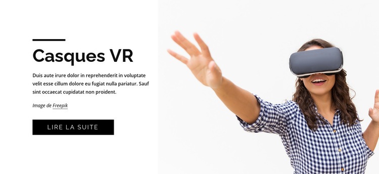 Casques VR Maquette de site Web
