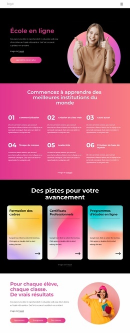 École en ligne Modèles d'une page