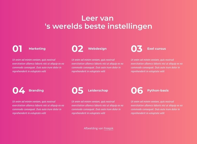 Begin met leren Website Builder-sjablonen