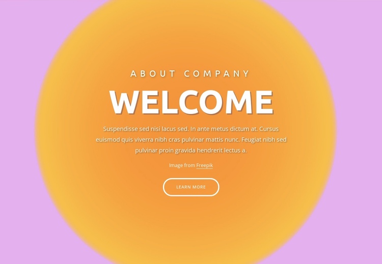 Welcome block on abstract background One Page Template