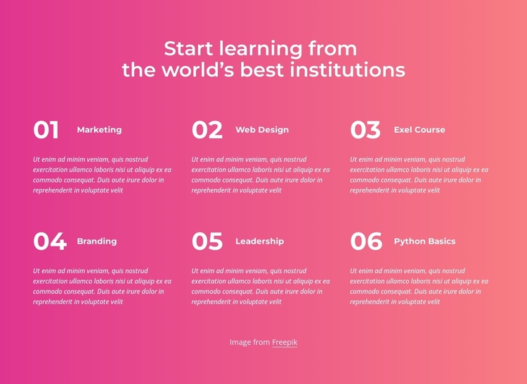 Start learning One Page Template