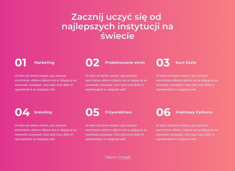 Zacząć naukę Projekt strony internetowej