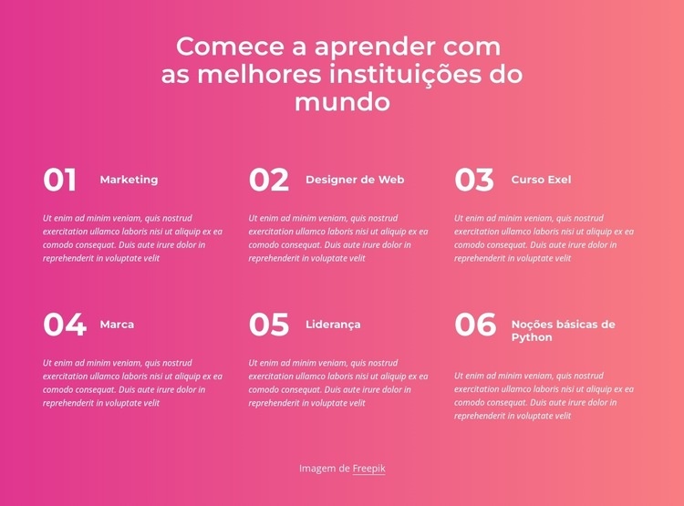 Comece a aprender Landing Page