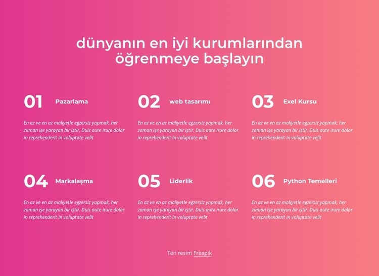 Öğrenmeye başla Açılış sayfası