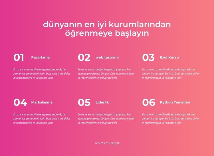Öğrenmeye başla Şablon