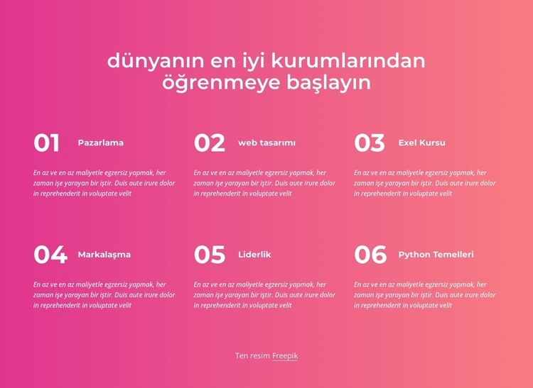 Öğrenmeye başla Web Sitesi Mockup'ı