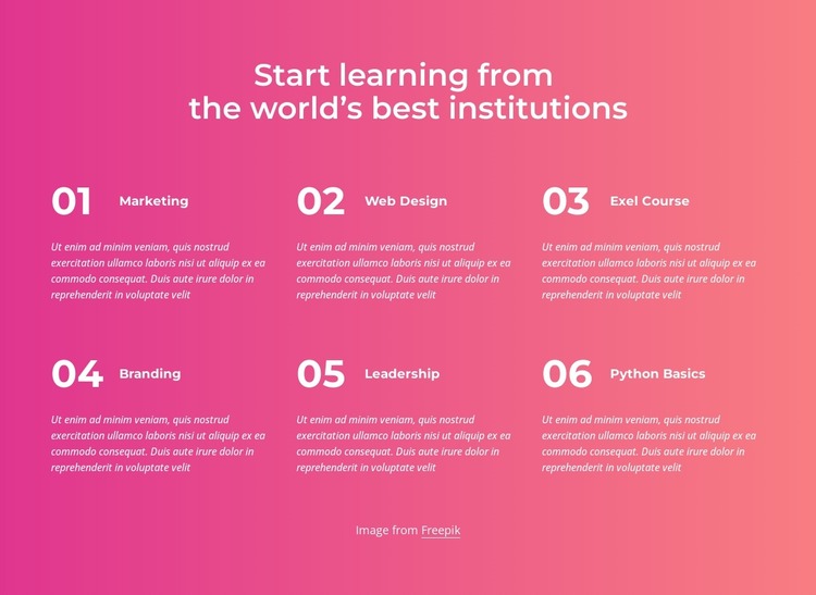 Start learning Website Mockup