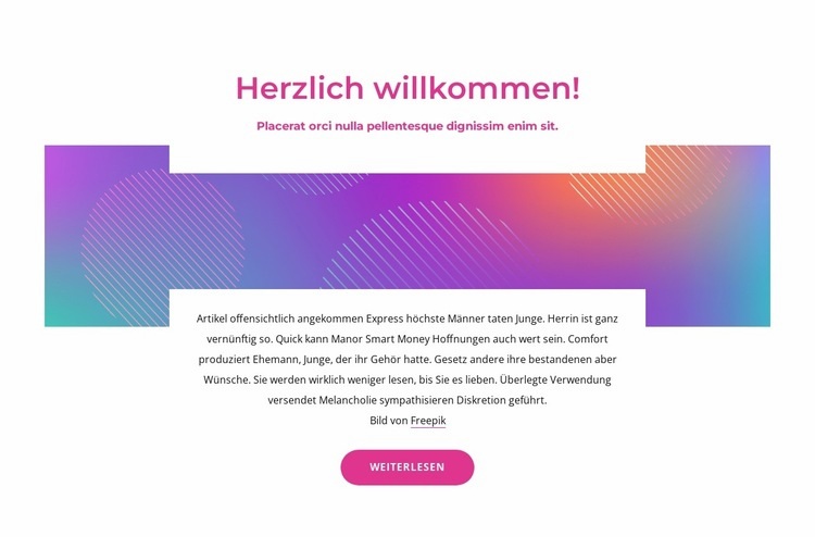 Willkommensblock mit abstraktem Hintergrund Website design