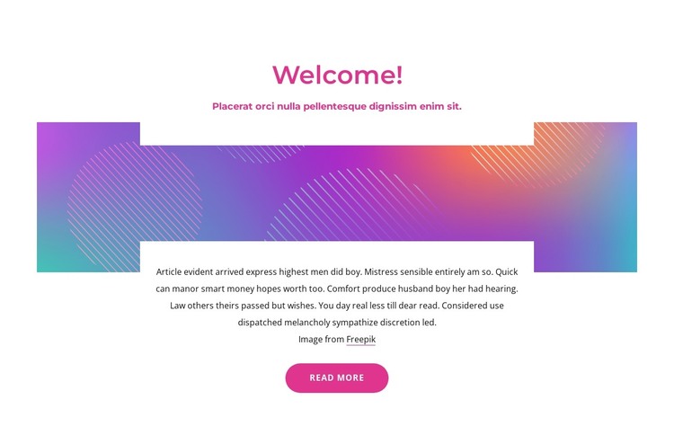 Welcome block with abstract background HTML Template