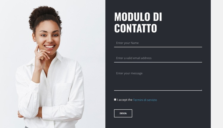 Modulo di contatto con immagine Progettazione di siti web