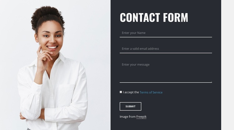 Kontaktformulär med bild Html webbplatsbyggare