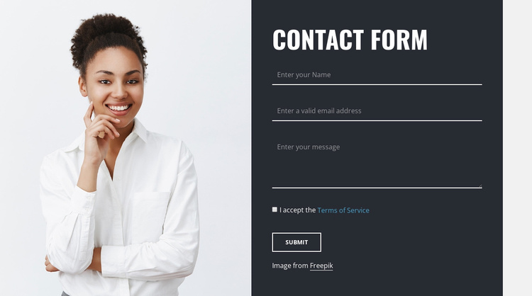 Contact form with image Landing Page