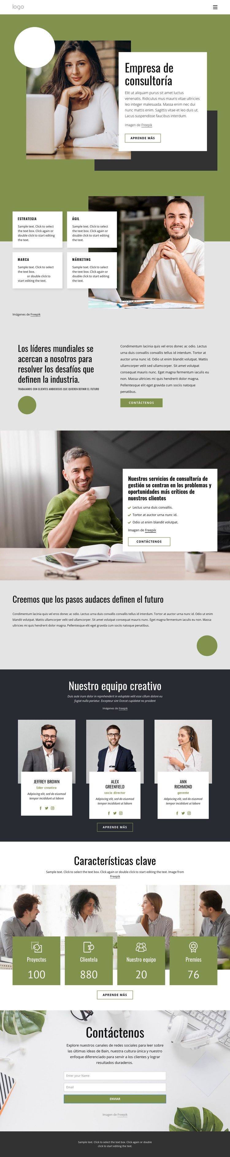 Empiece a innovar Plantillas de creación de sitios web