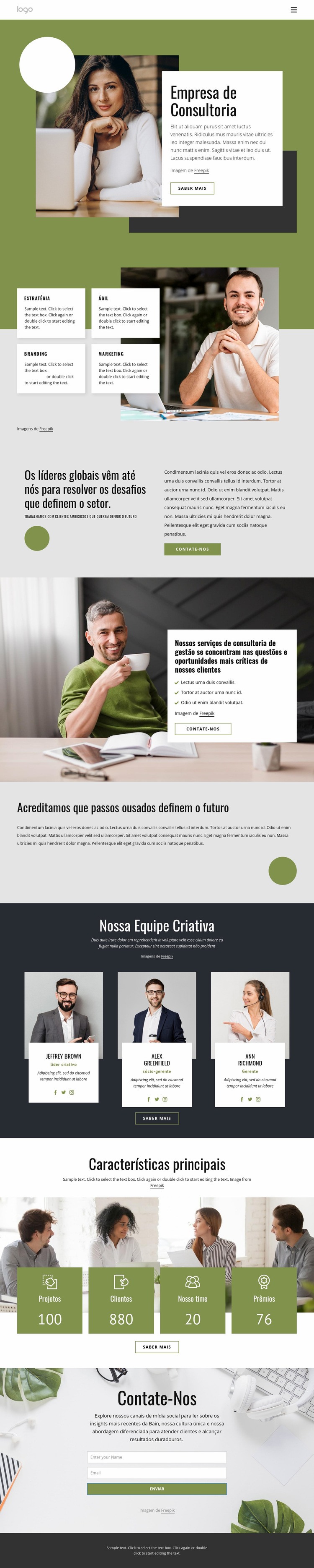 Comece a inovar Design do site