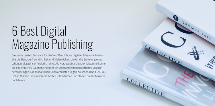 Veröffentlichung digitaler Magazine Eine Seitenvorlage