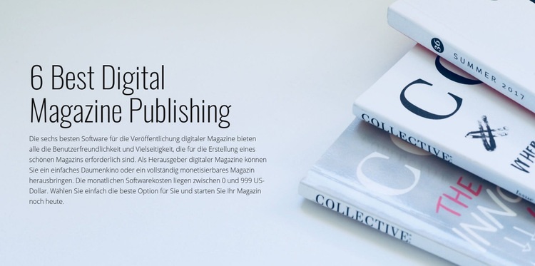 Veröffentlichung digitaler Magazine Website Builder-Vorlagen