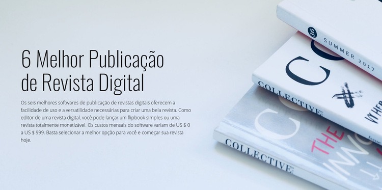 Publicação de revistas digitais Maquete do site