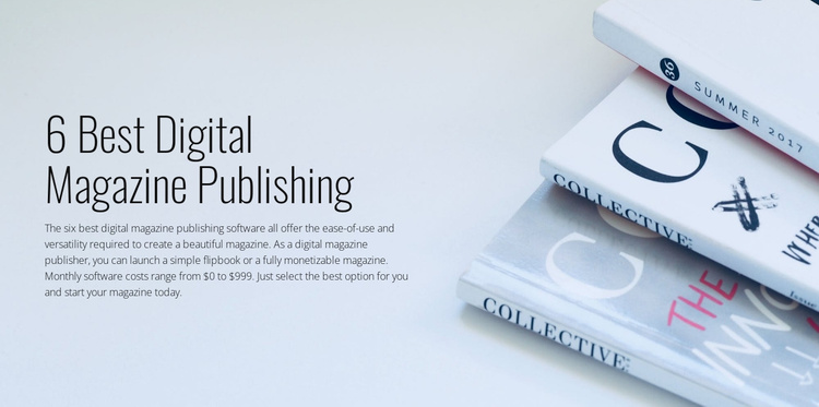 Digital magazine publishing Landing Page