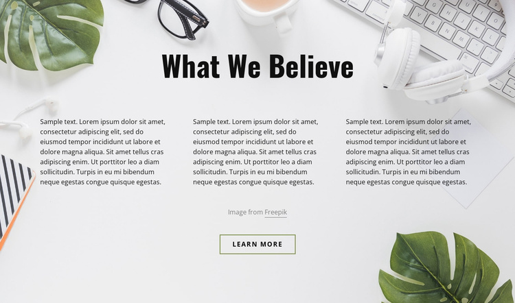 Text on office background Landing Page
