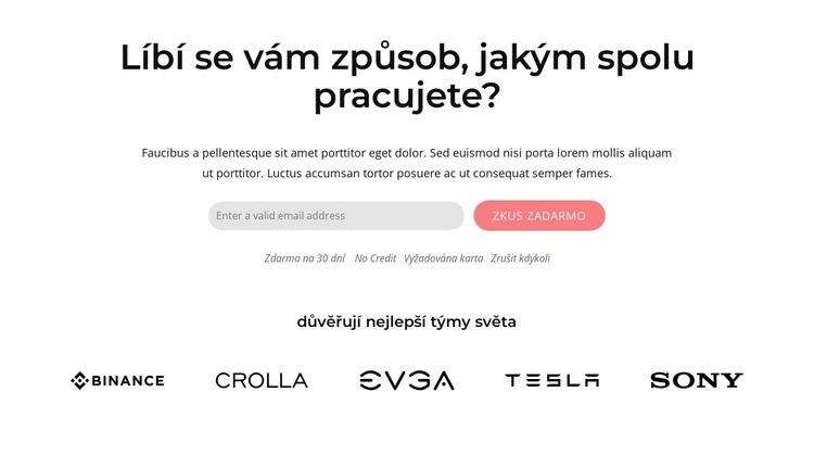 Blok s formulářem a značkami Webový design