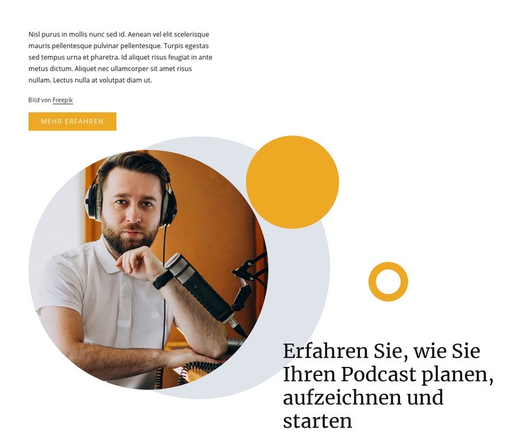 Nehmen Sie Ihren Podcast auf Eine Seitenvorlage