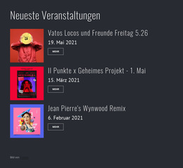 Neueste Party Events – Webseiten-Vorlage