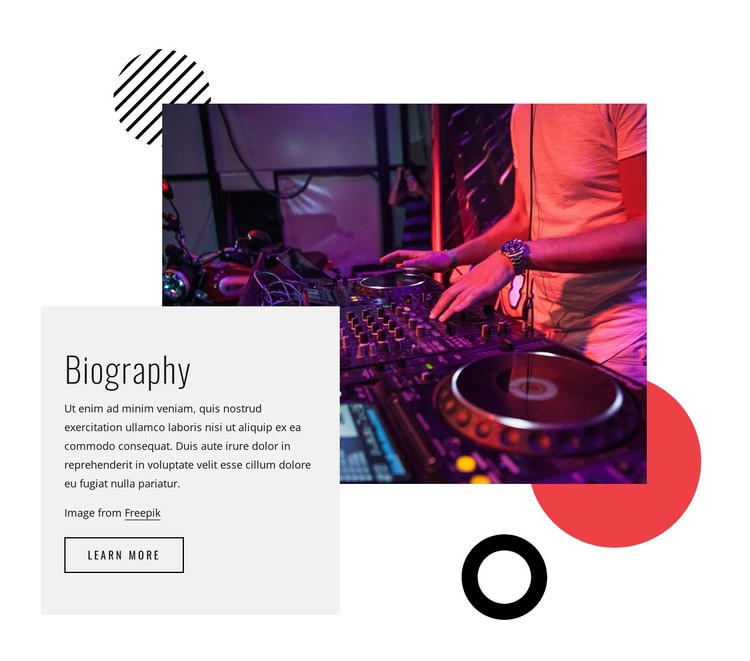 Dj Night biography Homepage Design