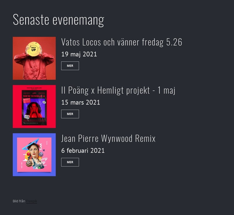 Senaste festevenemang HTML-mall