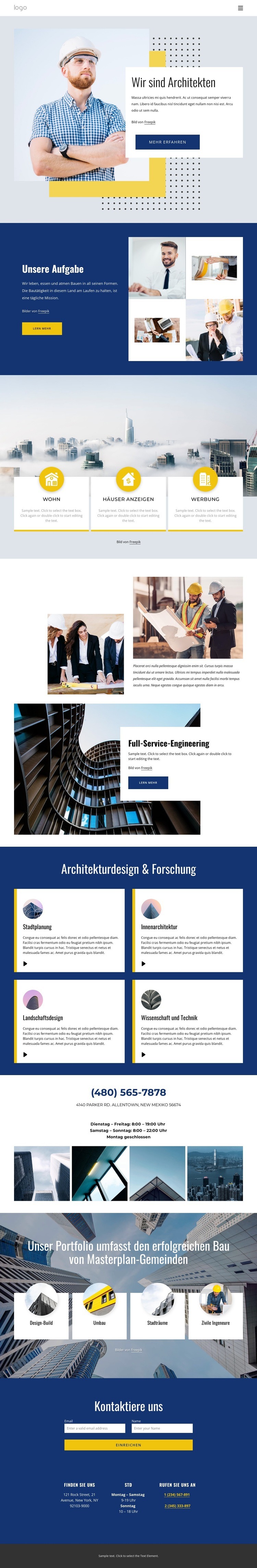 Architekturprojekte Landing Page