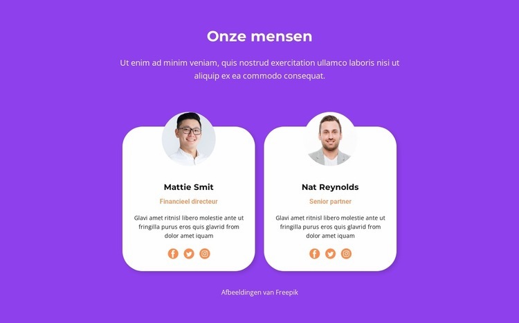 Onze mensen doen wonderen Website Builder-sjablonen