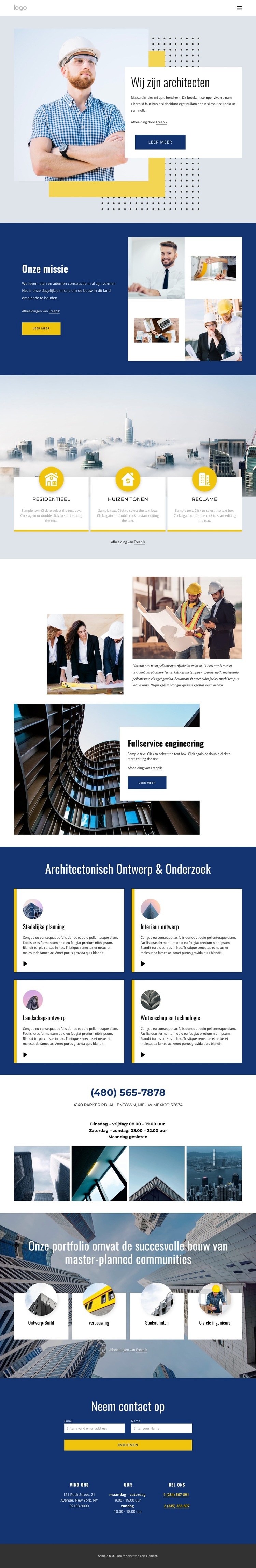 Architectonische projecten Website mockup