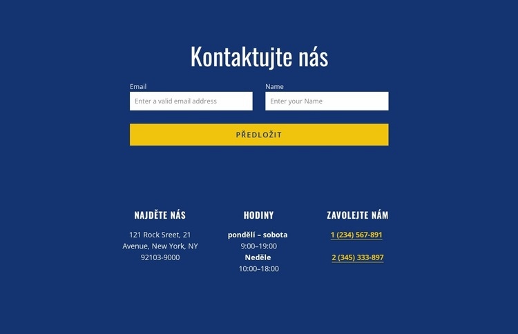 Kontaktní formulář s adresou Šablona CSS