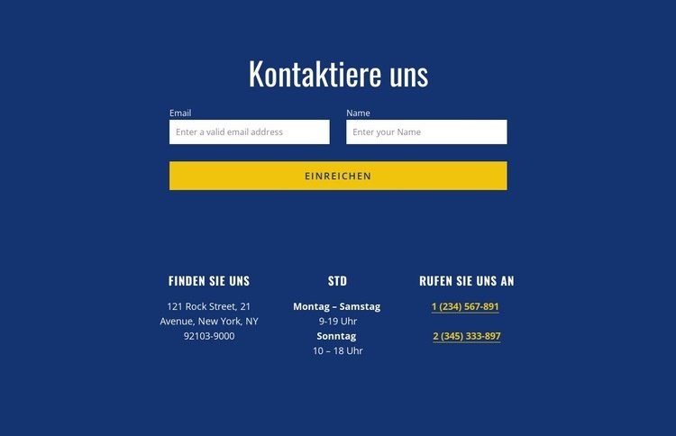 Kontaktformular mit Adresse HTML Website Builder