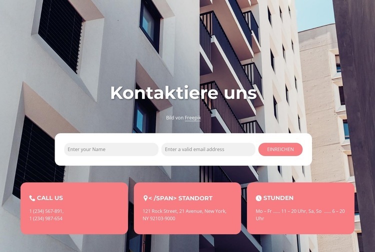 Unsere Kontakte zum Bildhintergrund HTML Website Builder