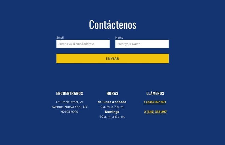 Formulario de contacto con dirección Plantillas de creación de sitios web