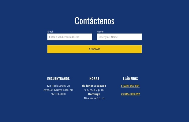 Formulario de contacto con dirección Maqueta de sitio web