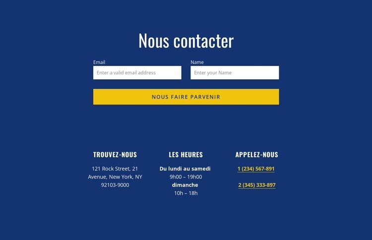 Formulaire de contact avec adresse Modèles de constructeur de sites Web