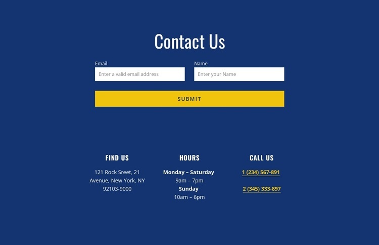 Contact form with address Homepage Design