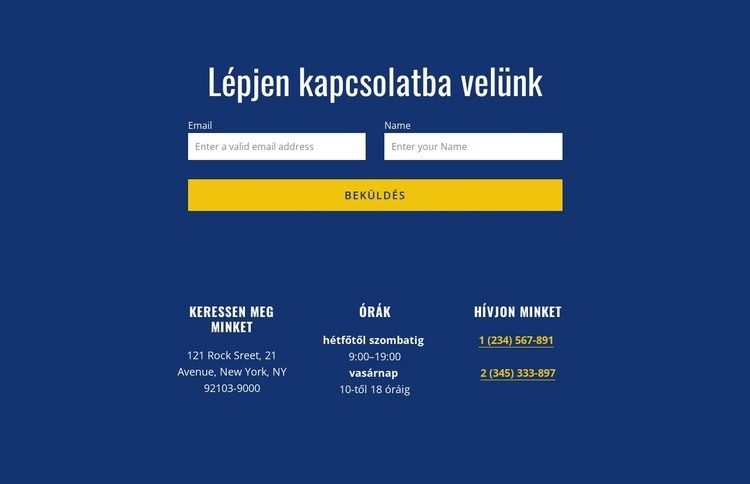 Kapcsolatfelvételi űrlap címmel CSS sablon